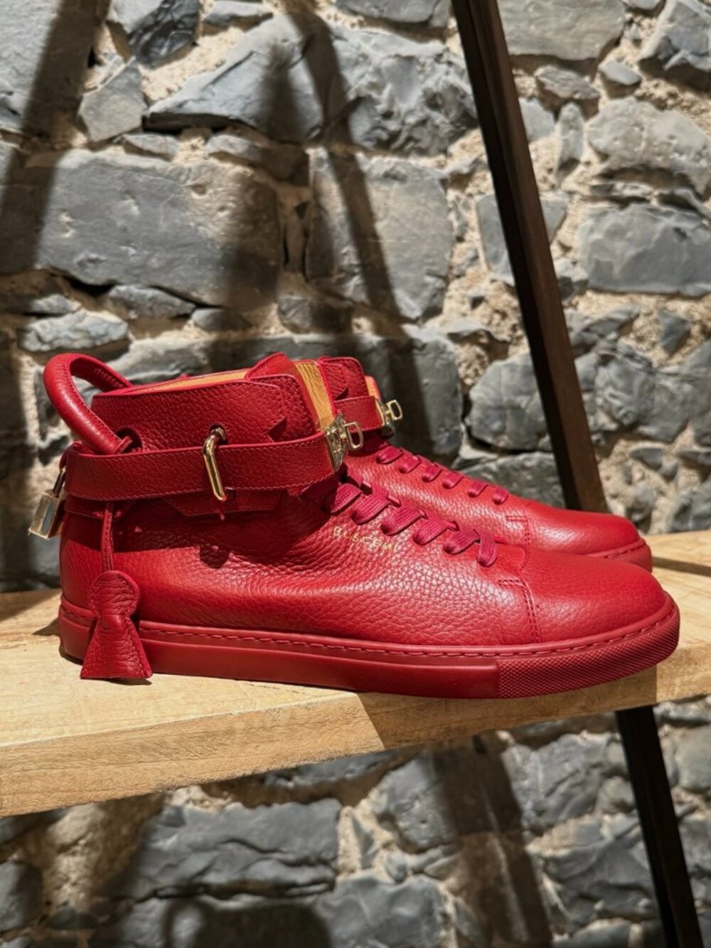 Buscemi Red Leather 100MM High Top Sneakers